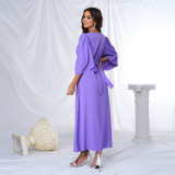 Sexy Short Sleeve V Neck Formal Party Evening Gown Bridesmaid A-Line Long Dress