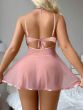 Women Pink Lace Dress Sexy Lingerie