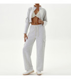 Autumn Winter Women's Casual Sports Loose Zipper Two Piece Pants Set Jogging Yoga Clothes