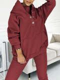 Women's Sports Casual Hooded Hoodies Ribbed Slim Vest Pants Three-Piece Set