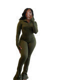Sports Casual Women's Sexy Tight Fitting Long Sleeve Top Micro Bell Pants Two-Piece Set