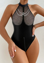 Women Mesh Pu-Leather Sexy Lingerie