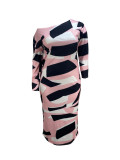 Fashion Print Loose Plus Size Women's Long-Sleeved Dress