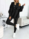 Women's Sports Casual Hooded Hoodies Ribbed Slim Vest Pants Three-Piece Set