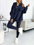 Women's Sports Casual Hooded Hoodies Ribbed Slim Vest Pants Three-Piece Set