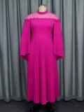 Shawl Sleeve See-Through Collar Pleated Plus Size A-Line Party Dresses