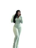 Sports Casual Women's Sexy Tight Fitting Long Sleeve Top Micro Bell Pants Two-Piece Set