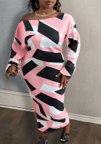 Fashion Print Loose Plus Size Women's Long-Sleeved Dress Fashion Print Loose Plus Size Women's Long-Sleeved Dress