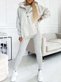 Women's Sports Casual Hooded Hoodies Ribbed Slim Vest Pants Three-Piece Set