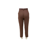 Women's Fashion Solid Color Loose High Waisted Casual Pants