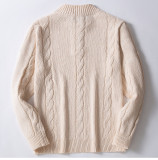 Men's American Button Stand Collar Knitting Solid Sweater