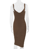 Women Sexy Backless Suspender Dress V-neck Bodycon Dress