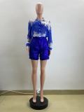 Women Casual Shirt Shorts Two Piece Set