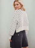 Women Round Neck Knitting Heart Print Sweater