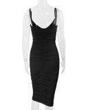 Women Sexy Backless Suspender Dress V-neck Bodycon Dress