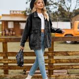 Women Retro Classic Loose Denim Casual Jacket