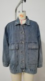 Women Retro Classic Loose Denim Casual Jacket