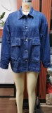 Women Retro Classic Loose Denim Casual Jacket