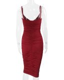 Women Sexy Backless Suspender Dress V-neck Bodycon Dress