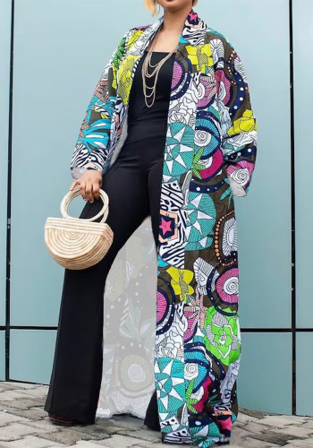 Plus Size Women Casual Print Jacket