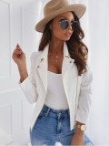 Women Zipper Button Casual Jacket