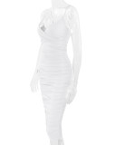 Women Sexy Backless Suspender Dress V-neck Bodycon Dress