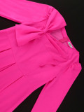 Plus Size Women Autumn Formal Party Party Elegant Bow Long Sleeve Dress