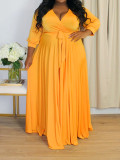 Plus Size Women V-Neck Dress