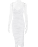 Women Sexy Backless Suspender Dress V-neck Bodycon Dress