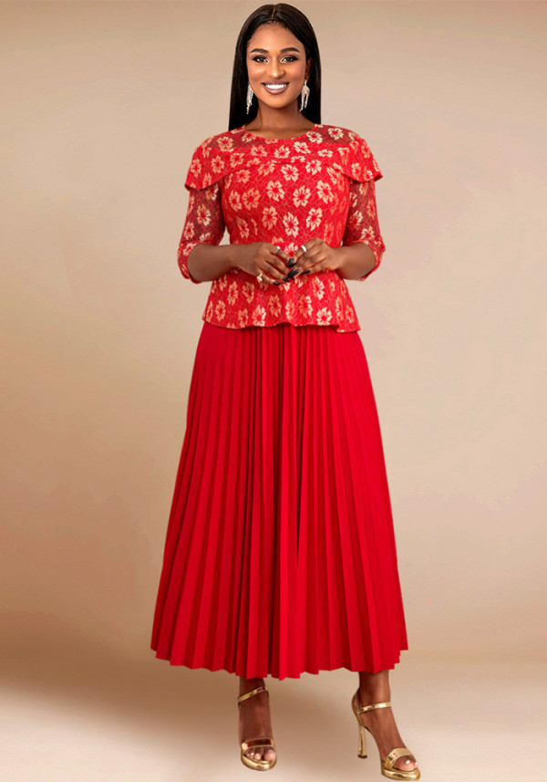 Women Style Lace Party Formal Party Long Sleeve Dress