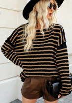 Women Striped Knitting Loose Bat Long Sleeve Sweater Women Striped Knitting Loose Bat Long Sleeve Sweater