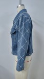Women Denim Embroidered Beaded Jacket