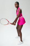 Women Sports Fitness Tennis Skirt V-Neck Yoga Suit Two Piece Set