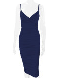 Women Sexy Backless Suspender Dress V-neck Bodycon Dress