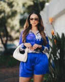 Women Casual Shirt Shorts Two Piece Set
