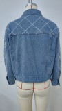 Women Denim Embroidered Beaded Jacket