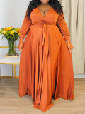 Plus Size Women V-Neck Dress