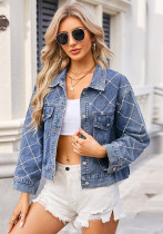 Women Denim Embroidered Beaded Jacket Women Denim Embroidered Beaded Jacket