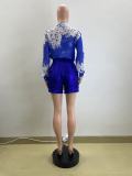 Women Casual Shirt Shorts Two Piece Set
