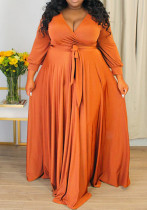 Plus Size Women V-Neck Dress