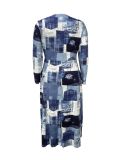 Plus Size Women Printed V-Neck Dress