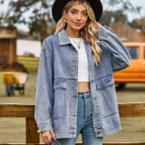 Women Retro Classic Loose Denim Casual Jacket