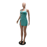 Women Sexy Halter Low Back Slit Slim Nightclub Dress