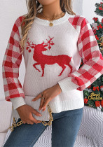 Autumn Winter Casual Plaid Deer Long Sleeve Pullover Sweater Christmas Women's Clothing Autumn Winter Casual Plaid Deer Long Sleeve Pullover Sweater Christmas Women's Clothing