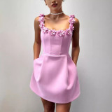 Spring Summer Floral Strap Sleeveless A-Line Loose Casual Women's Dress