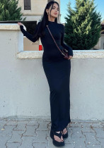 Women's Autumn Winter Stand Collar Long Sleeve Slim Solid Color Bodycon Dress Women's Autumn Winter Stand Collar Long Sleeve Slim Solid Color Bodycon Dress