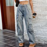 Women's Summer Loose Denim Cargo Pants