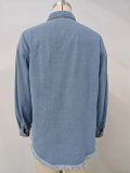 Women's Loose Beaded Denim Tops Shirts