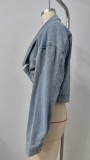 Women's Loose Long-Sleeved Rivet Denim Jacket Tops