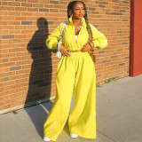 Women's Autumn Fashion Zipper Long Sleeve Top Wide Leg Pants Casual Sports Two Piece Set